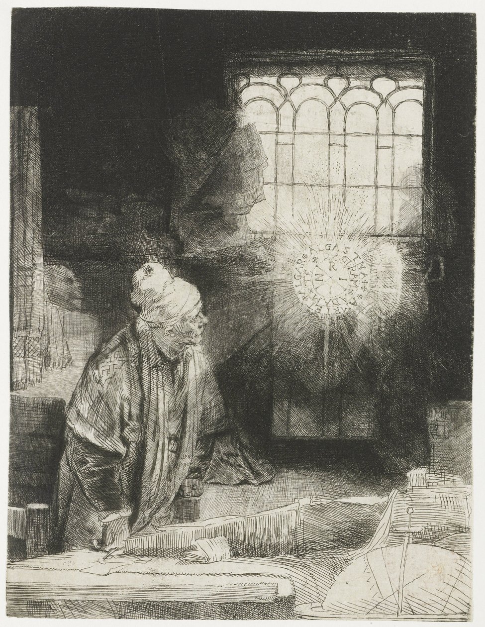 Een geleerde in zijn studeerkamer door Rembrandt van Rijn