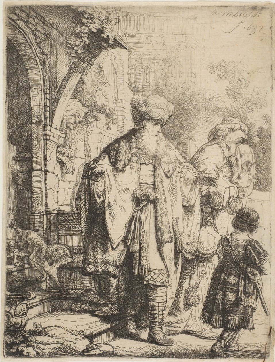 Abraham verdrijft Hagar en Ismaël, 1637 door Rembrandt van Rijn