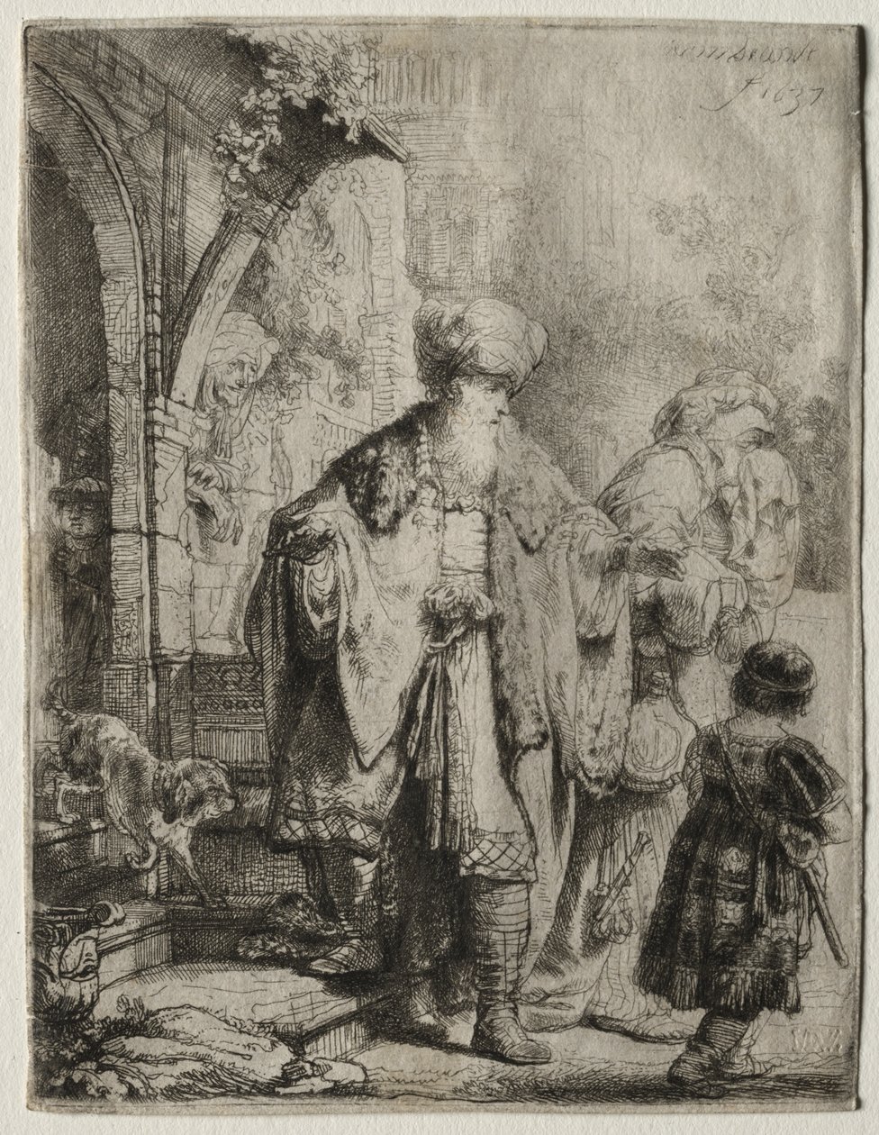 Abraham verdrijft Hagar en Ismaël door Rembrandt van Rijn