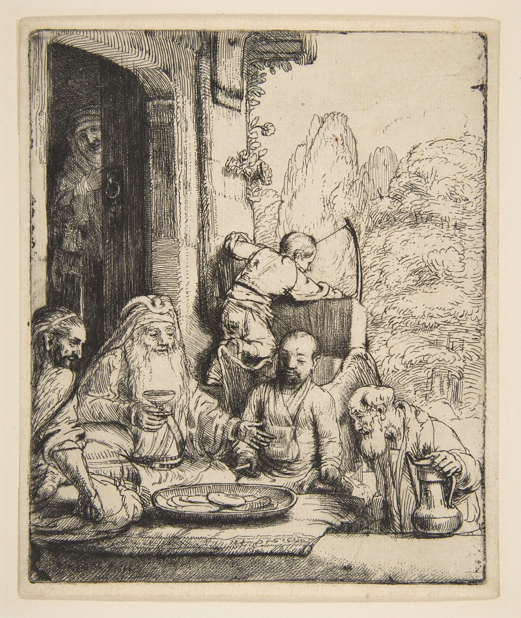Abraham ontvangt de engelen, 1656 door Rembrandt van Rijn