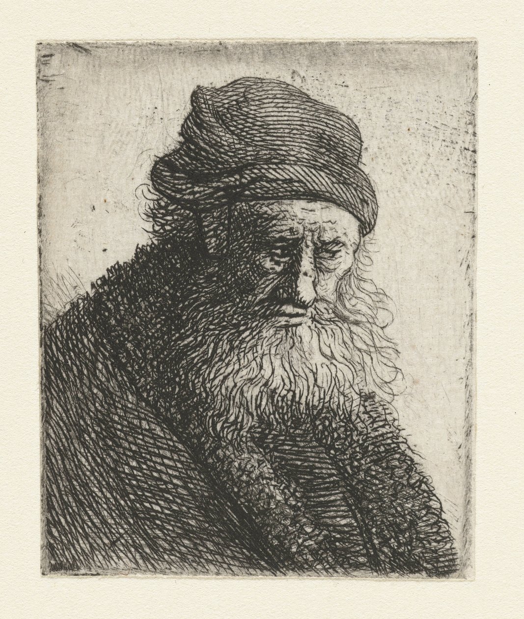 Baardman met kort golvend haar: buste door Rembrandt van Rijn