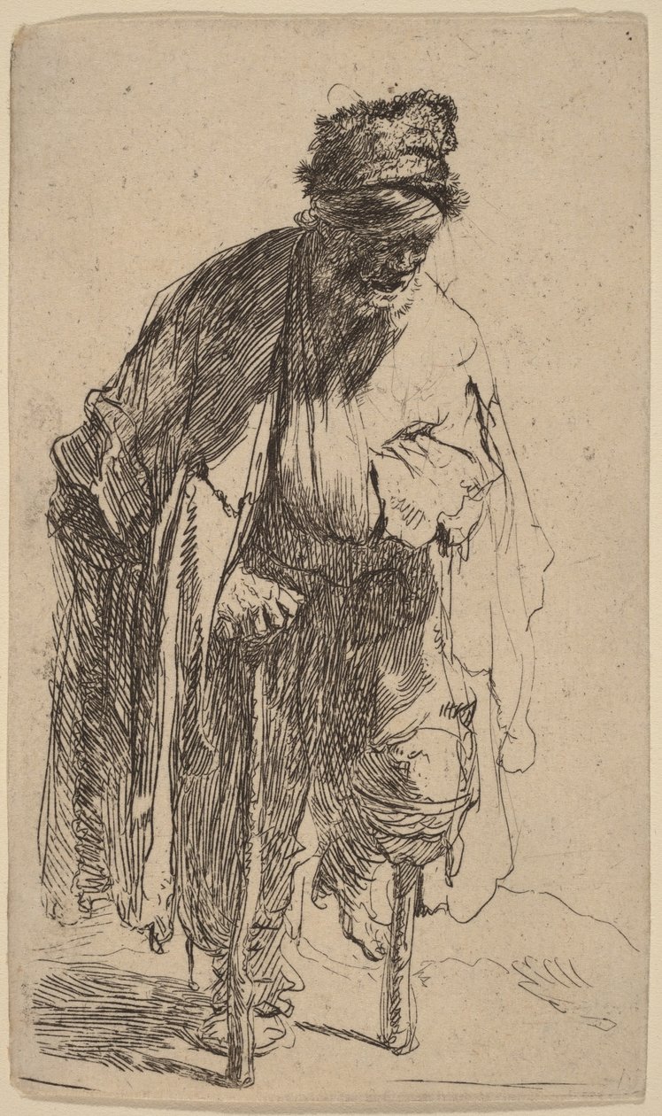Bedelaar met een houten been door Rembrandt van Rijn