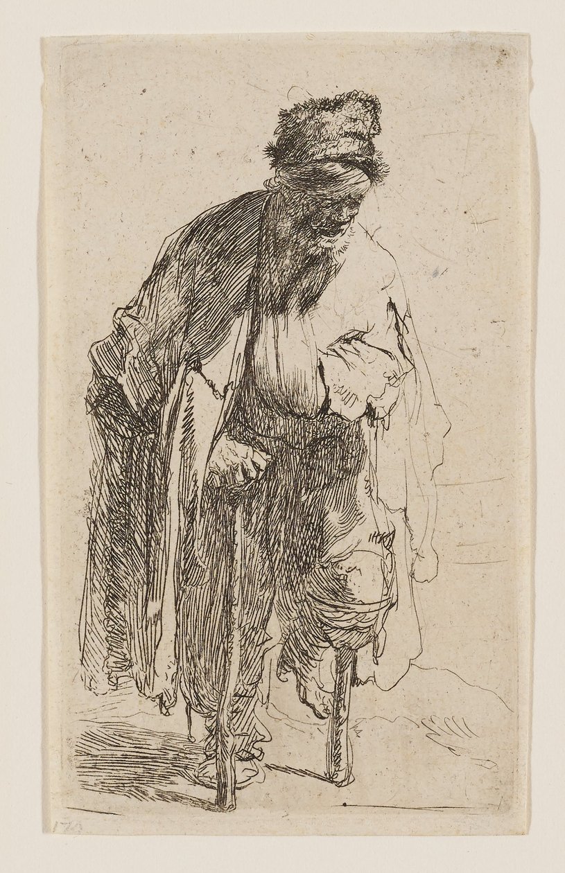 Bedelaar met een houten been door Rembrandt van Rijn