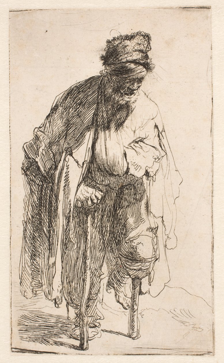 Bedelaar met een houten been door Rembrandt van Rijn