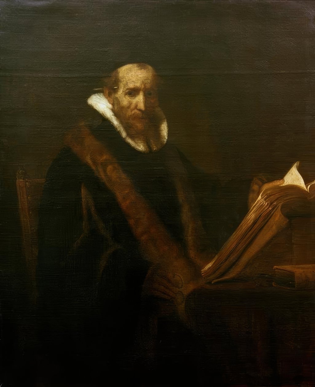 Portret van Johannes Cornelisz. Sylvius (?) door Rembrandt van Rijn