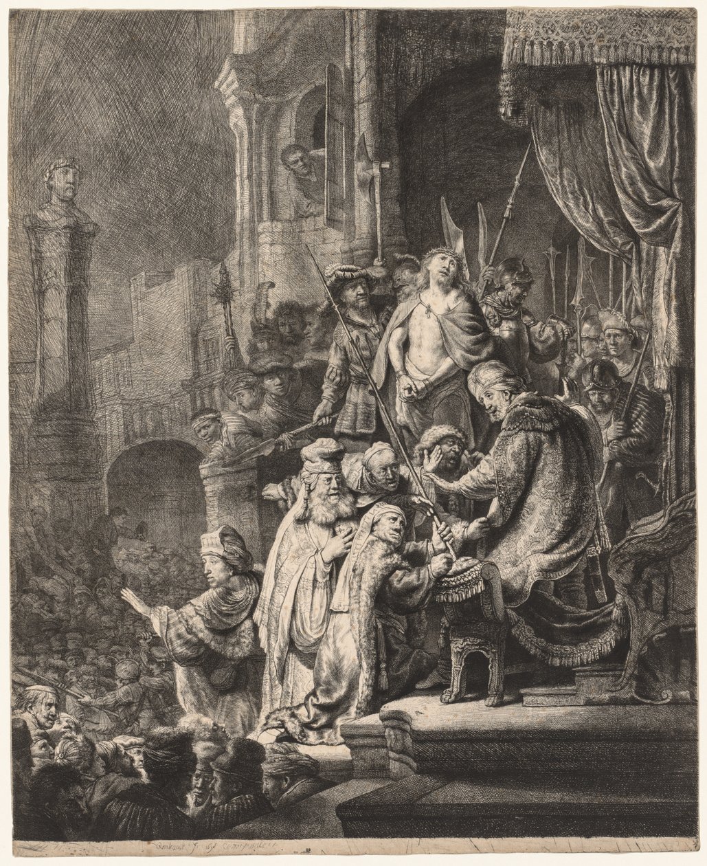 Christus voor Pilatus: Grote Plaat, 1636 door Rembrandt van Rijn