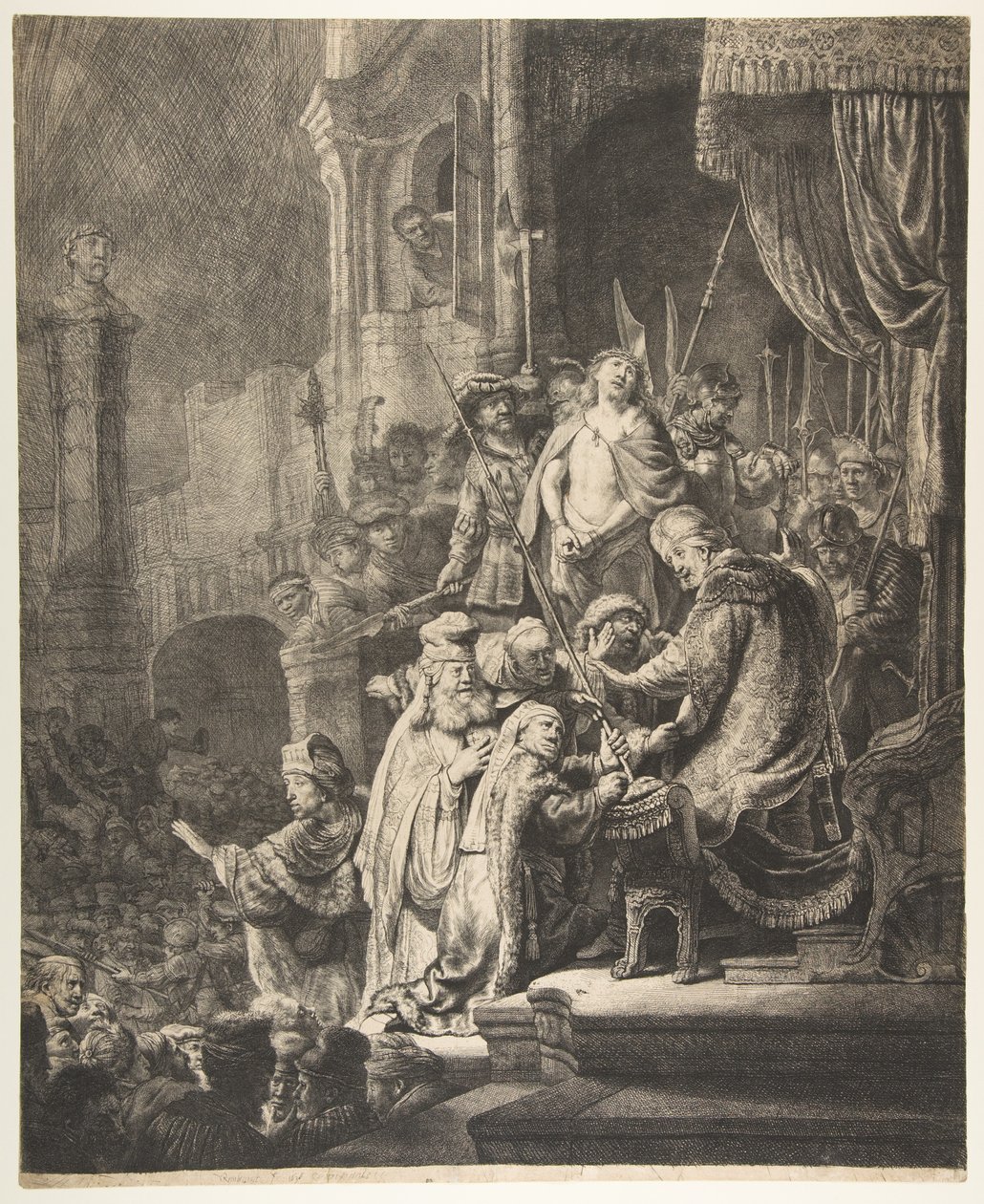 Christus voor Pilatus: de grote plaat door Rembrandt van Rijn