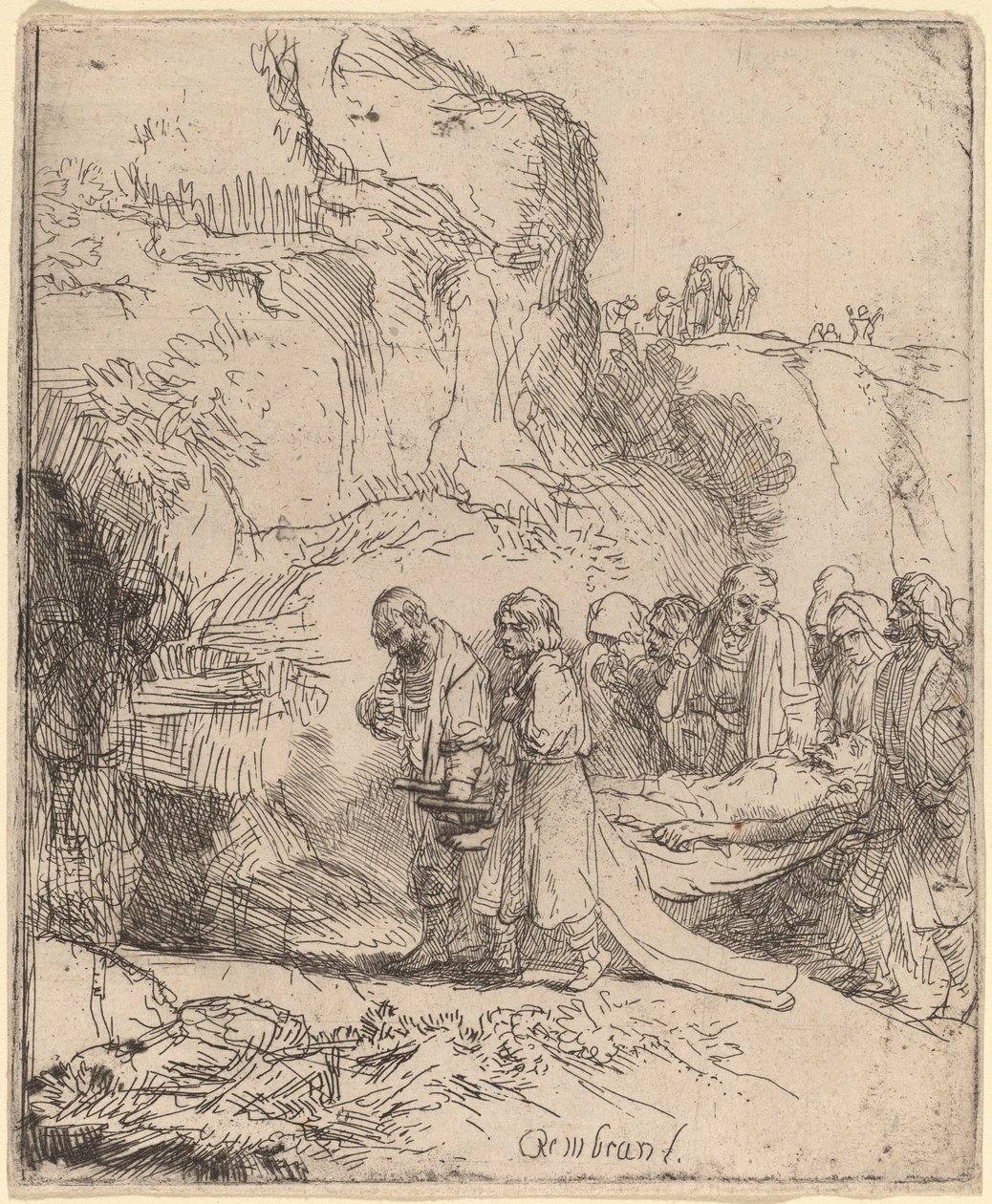 Christus gedragen naar het graf door Rembrandt van Rijn
