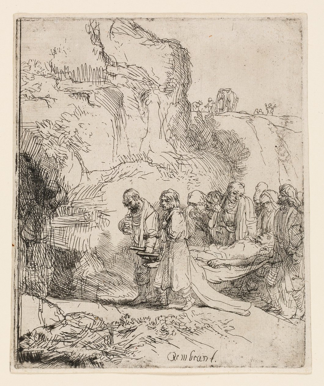 Christus naar het graf gedragen door Rembrandt van Rijn