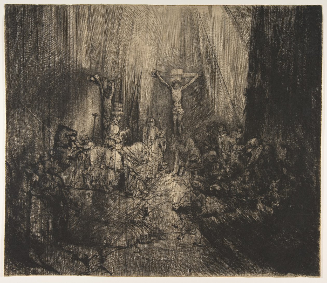 Christus Gekruisigd tussen de Twee Dieven: De Drie Kruisen door Rembrandt van Rijn