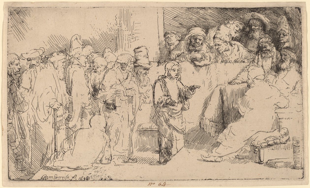 Christus in Discussie met de Doktoren: een Schets door Rembrandt van Rijn