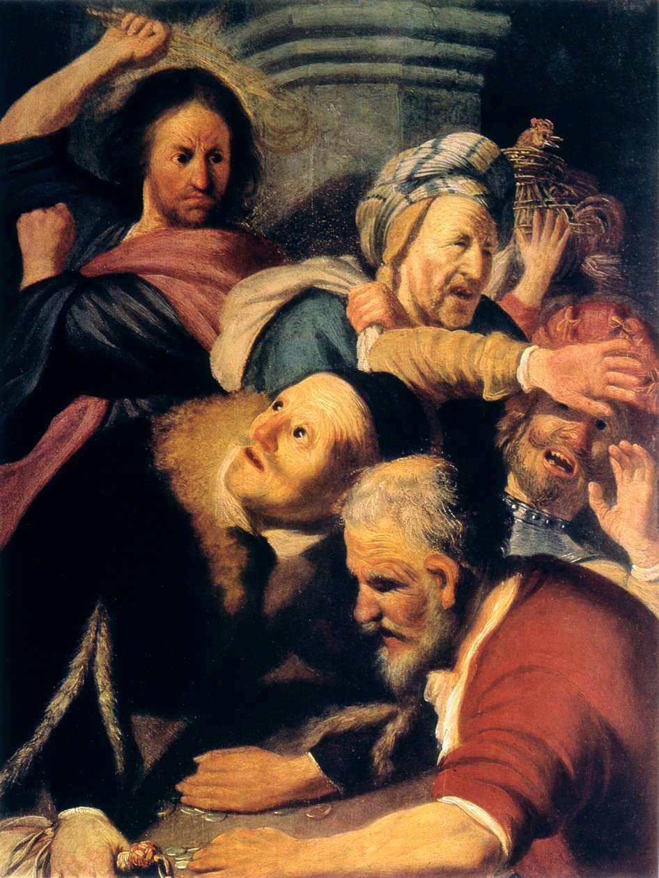 Christus verdrijft de geldwisselaars uit de tempel, 1626 door Rembrandt van Rijn