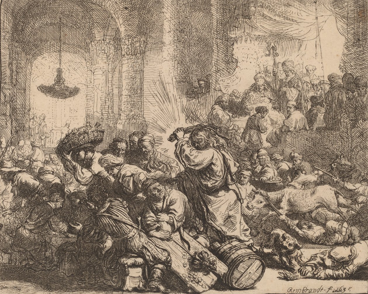 Christus die de Geldwisselaars uit de Tempel Verdrijft, 1635 door Rembrandt van Rijn