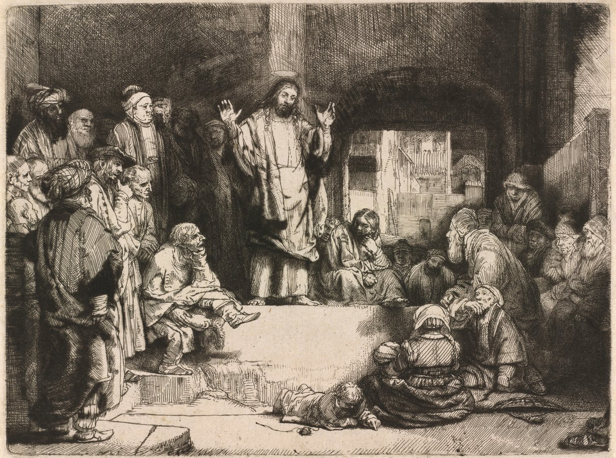 Christ Preaching (Het kleine graf) door Rembrandt van Rijn