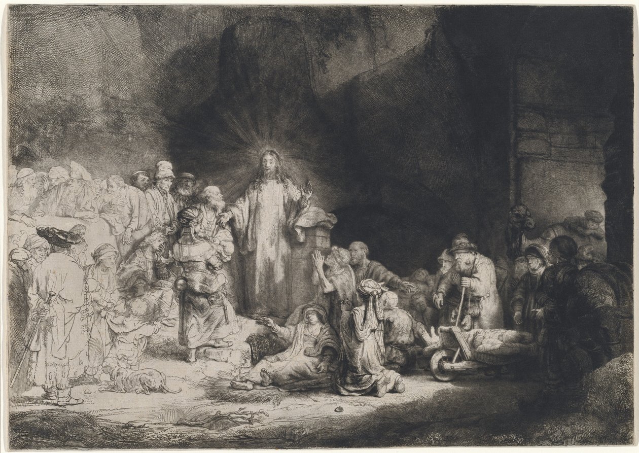 Christus Predikend (De Honderd Guldens Prent) door Rembrandt van Rijn