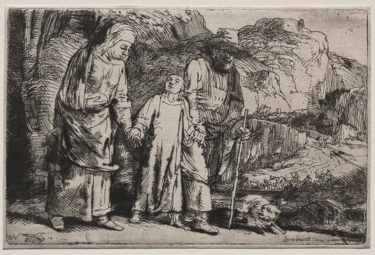 Christus keert terug van de tempel met zijn ouders door Rembrandt van Rijn