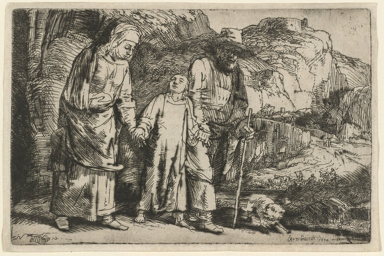 Christus keert met zijn ouders terug uit de tempel door Rembrandt van Rijn