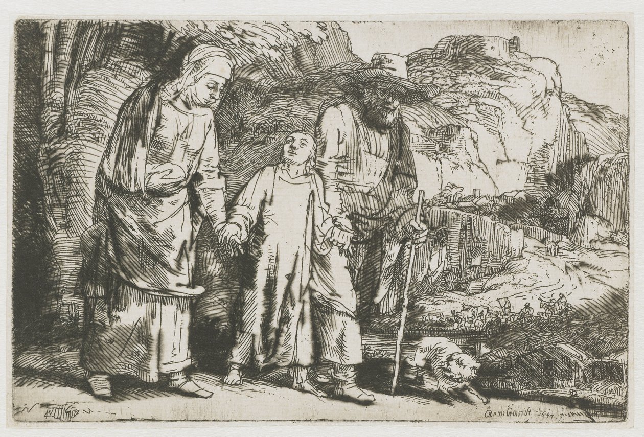 Christus keert terug van de tempel met zijn ouders door Rembrandt van Rijn