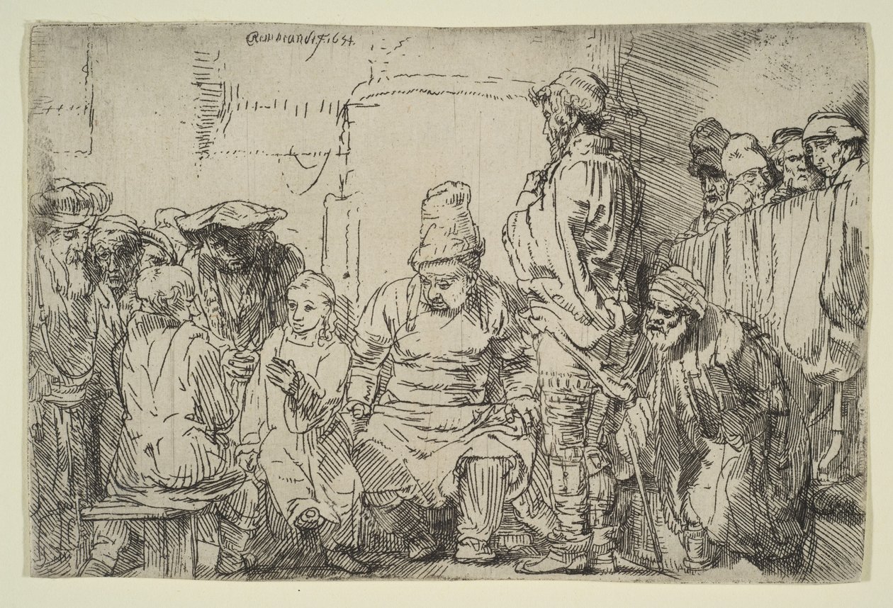 Christus zittend in discussie met de dokters door Rembrandt van Rijn