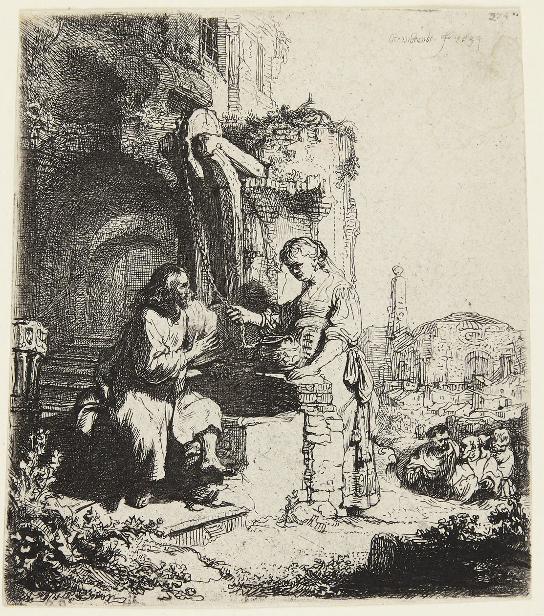 Christus en de vrouw uit Samaria door Rembrandt van Rijn