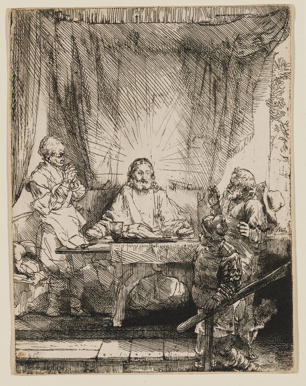 Christus in Emmaüs: de grotere afbeelding door Rembrandt van Rijn