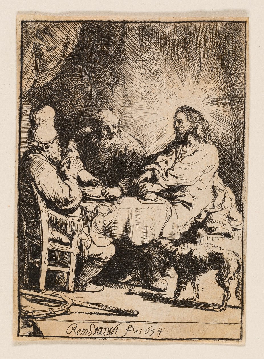 Christus in Emmaüs: de kleinere plaat door Rembrandt van Rijn