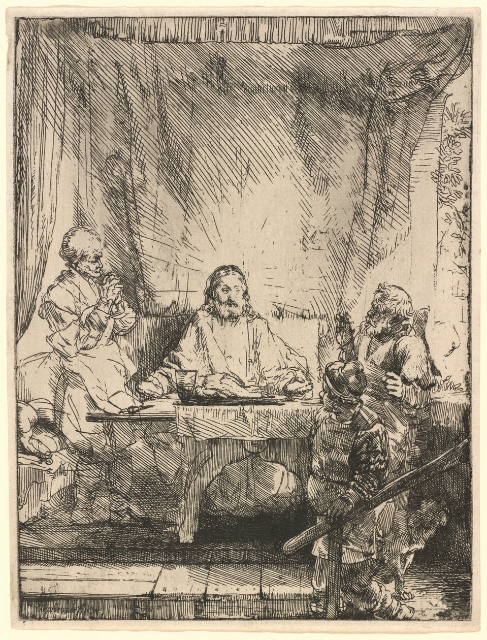 Christus in Emmaüs: de grotere afbeelding door Rembrandt van Rijn