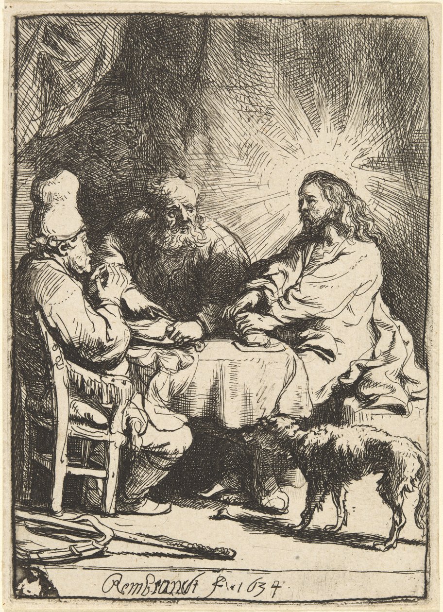 Christus in Emmaüs: de kleinere plaat door Rembrandt van Rijn