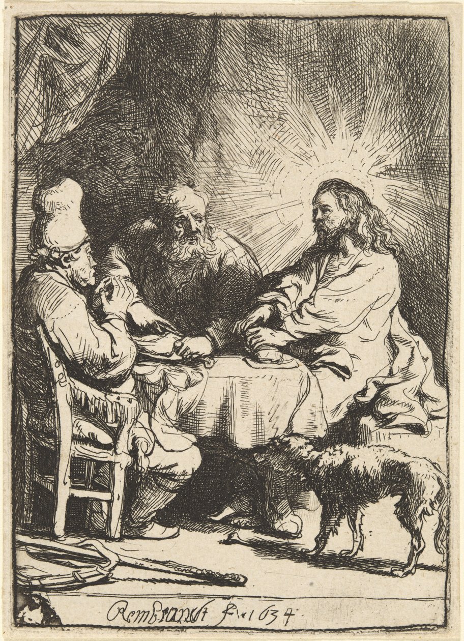 Christus in Emmaüs: de kleinere plaat door Rembrandt van Rijn