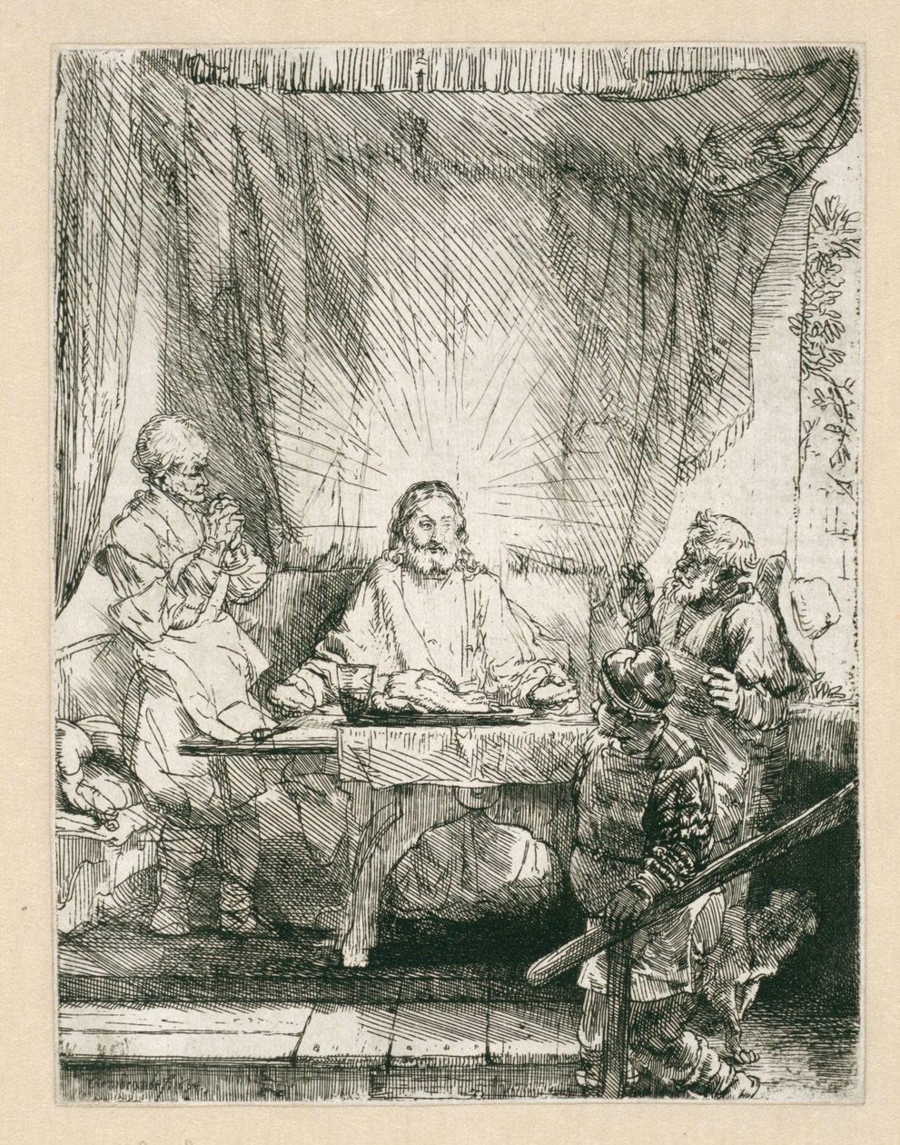 Christus in Emmaus: de grotere plaat door Rembrandt van Rijn