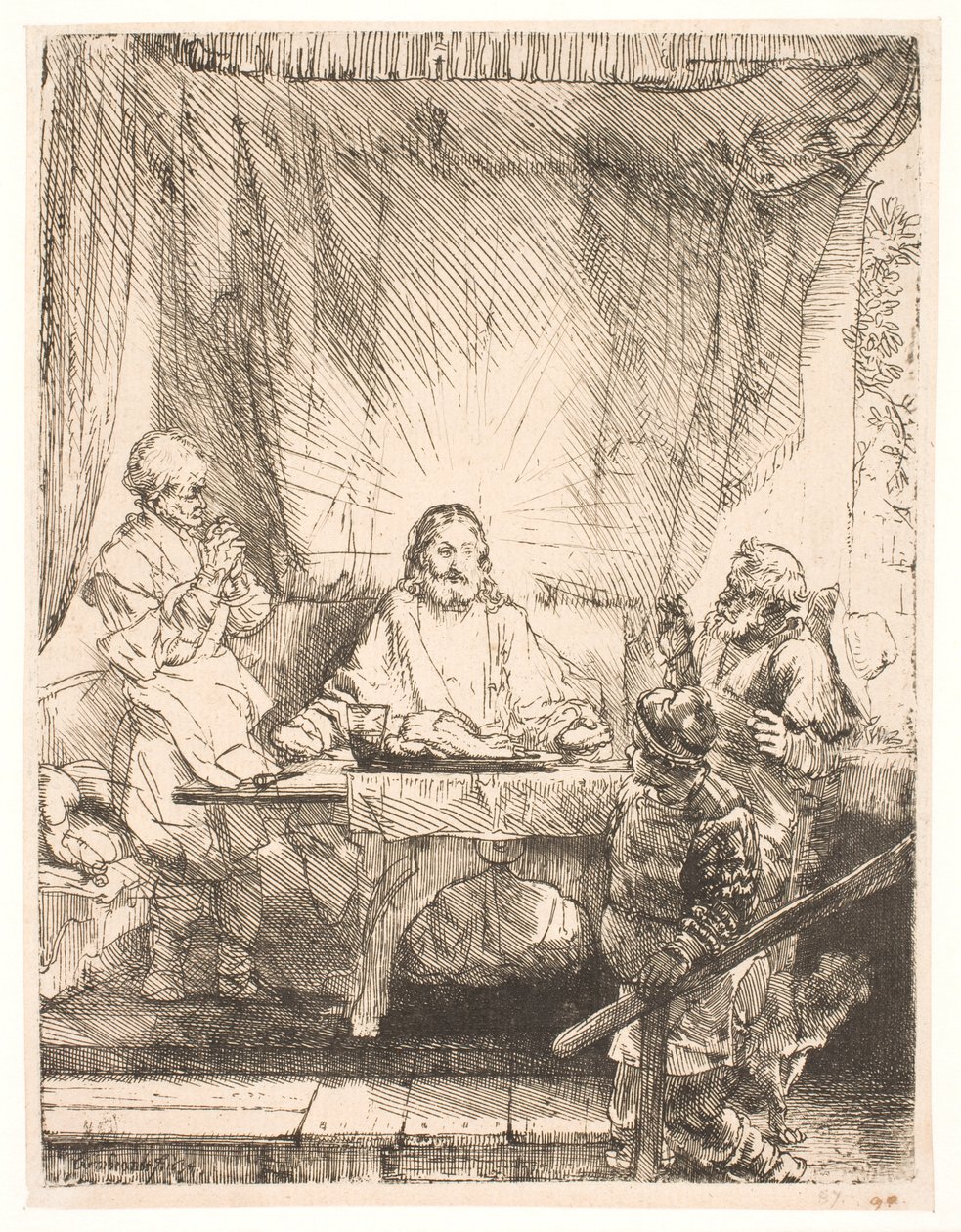 Christus in Emmaüs: de grotere afbeelding door Rembrandt van Rijn