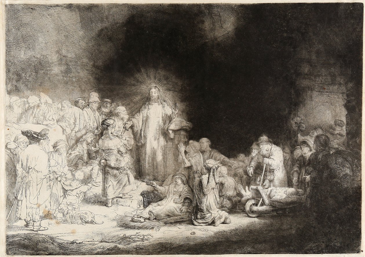 Christus geneest de zieken De Honderd Guilder Print door Rembrandt van Rijn