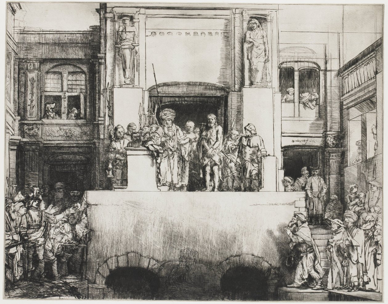 Christus wordt aan het volk getoond: langwerpige plaat door Rembrandt van Rijn