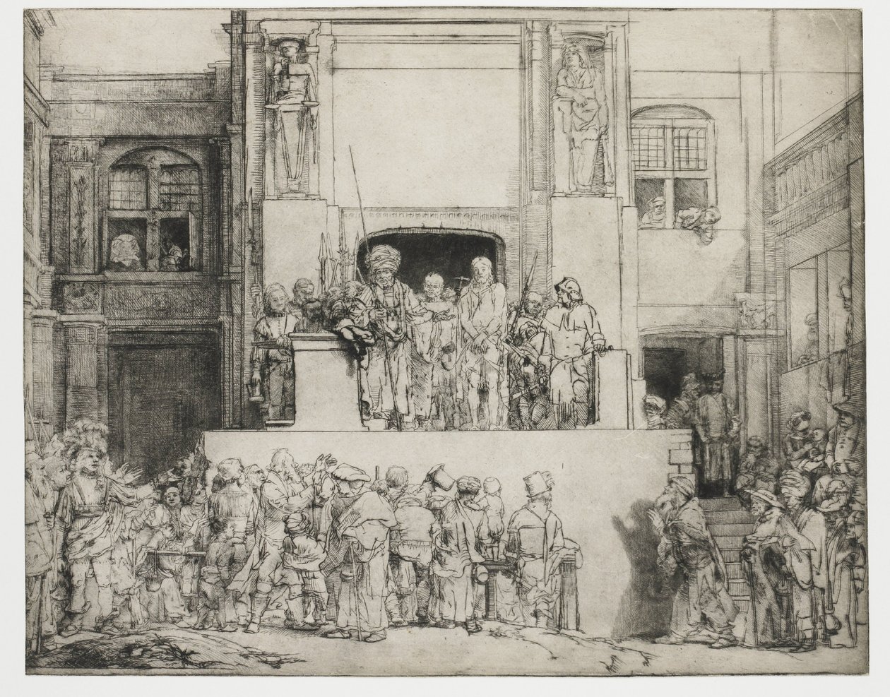 Christus wordt aan het volk getoond: langwerpige plaat door Rembrandt van Rijn