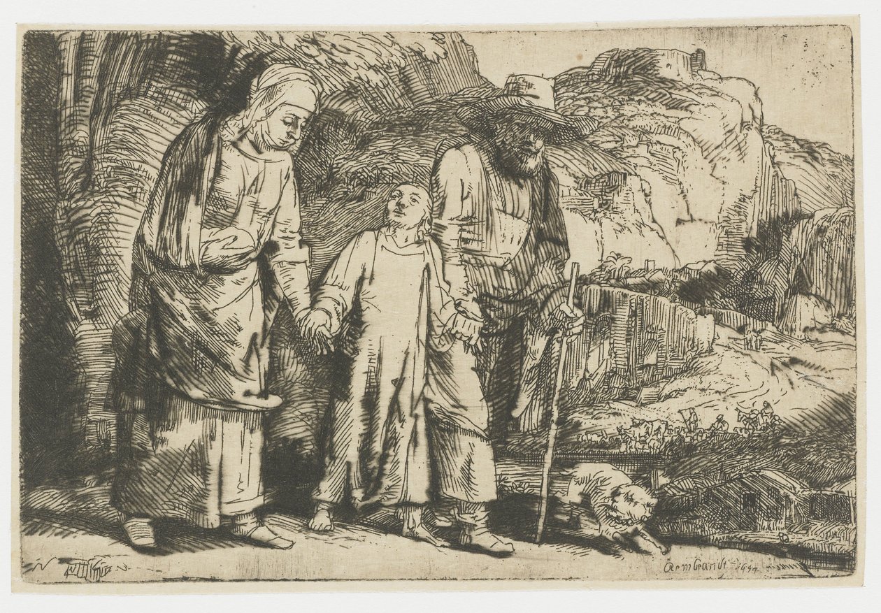 Christus keert terug van de tempel met zijn ouders door Rembrandt van Rijn