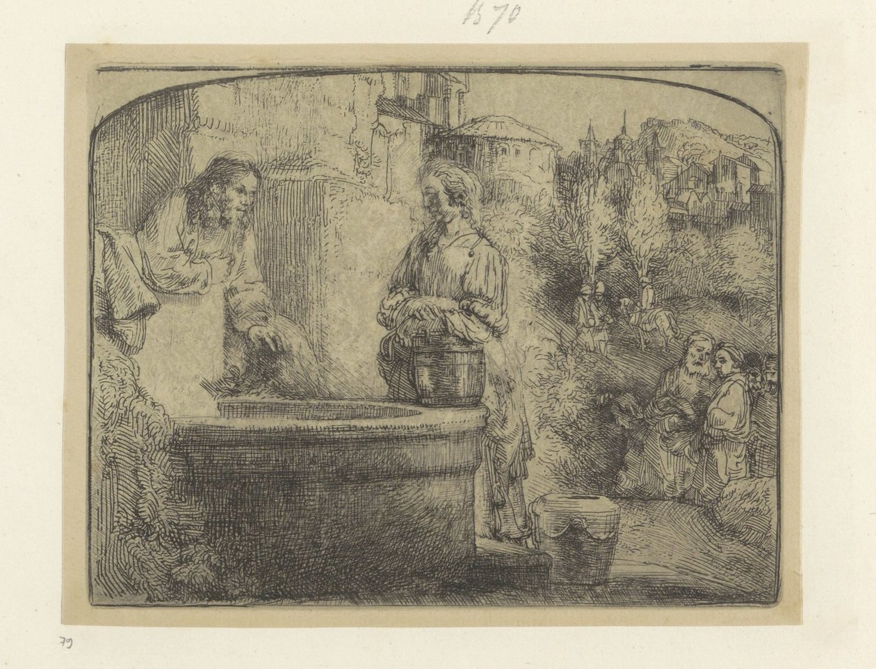 Christus en de Samaritaanse vrouw door Rembrandt van Rijn