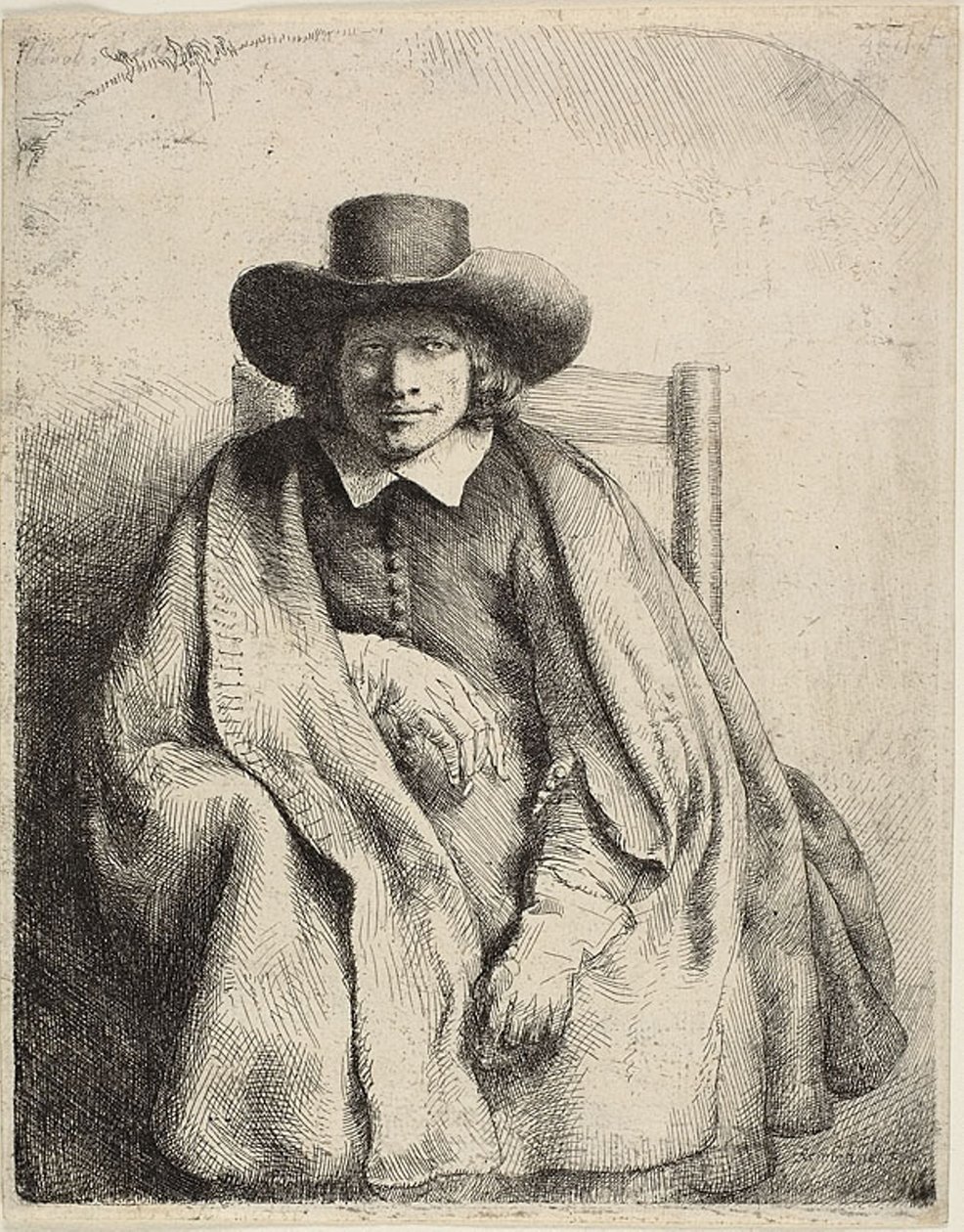 Clement de Jonghe, prentverkoper door Rembrandt van Rijn