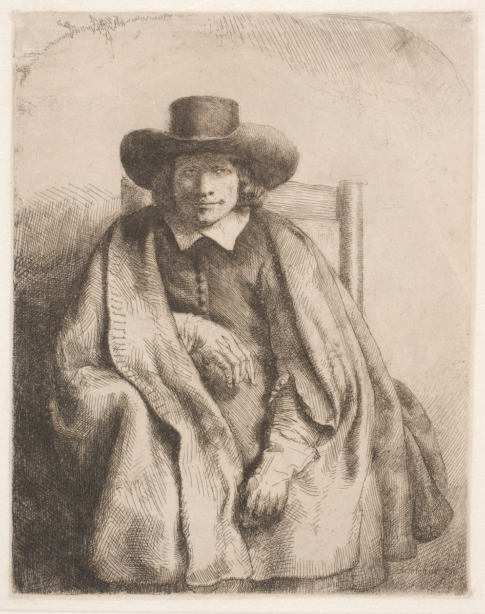 Clement de Jonghe, prentenverkoper door Rembrandt van Rijn