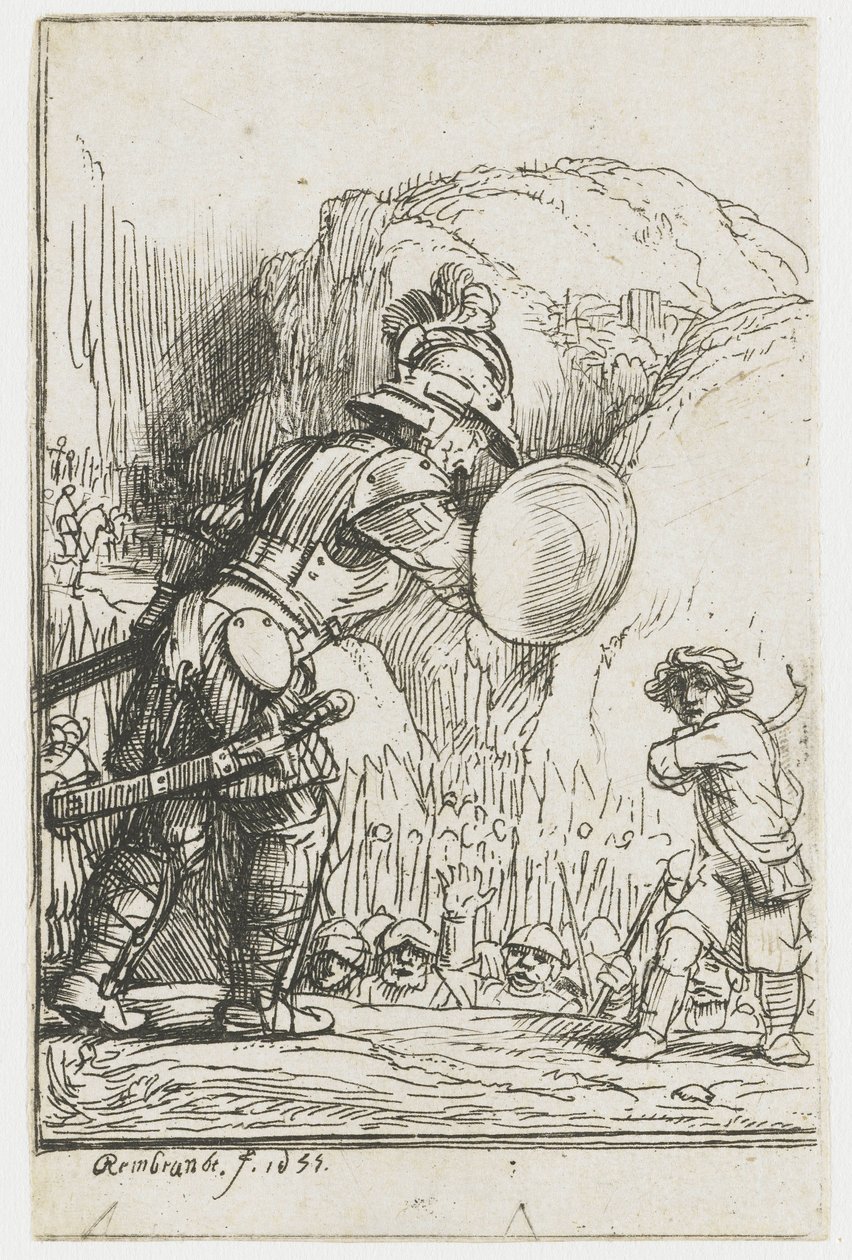 David en Goliath door Rembrandt van Rijn