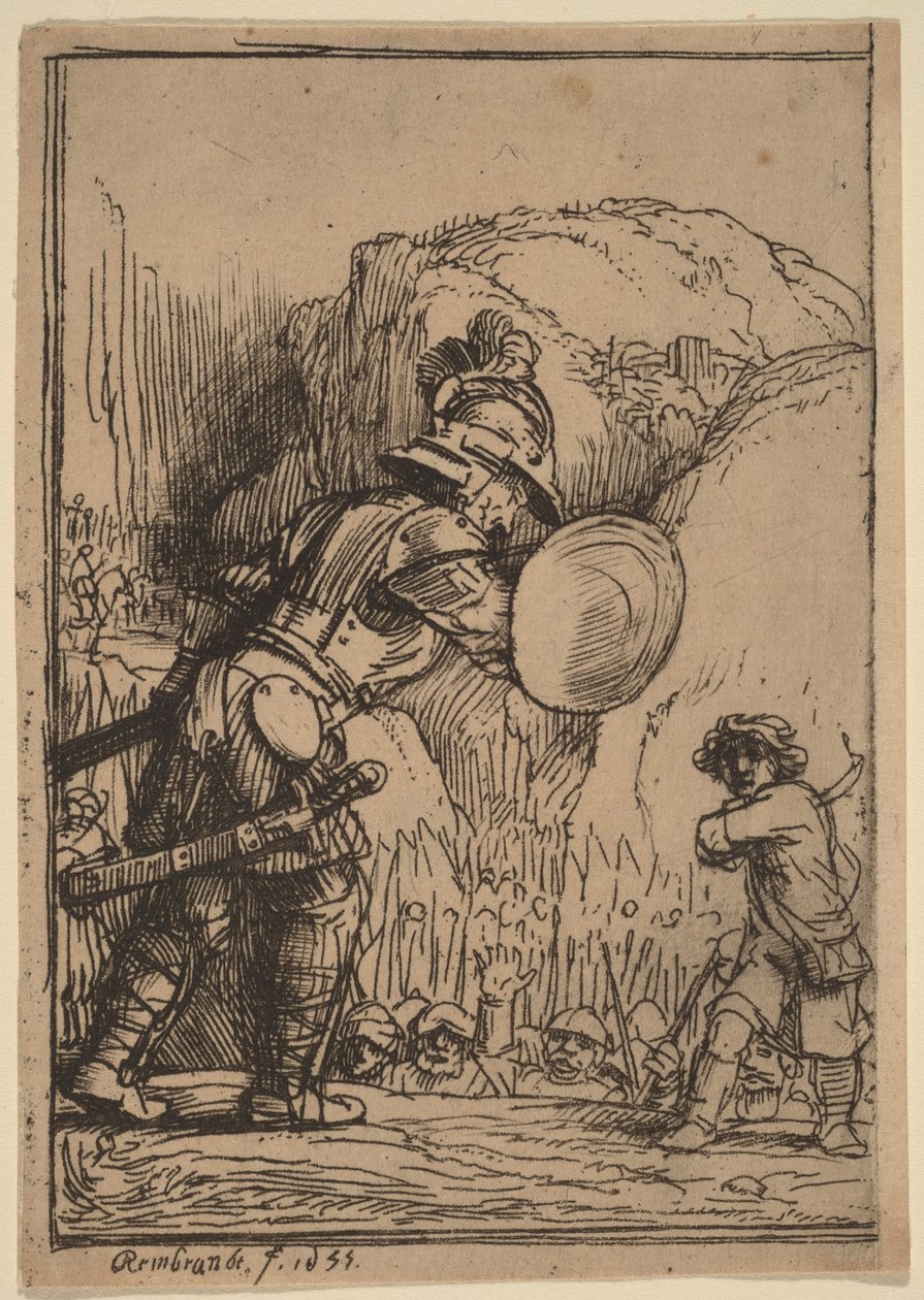 David en Goliath door Rembrandt van Rijn