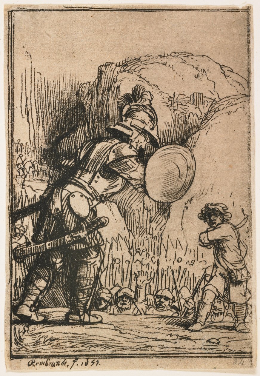 David en Goliath door Rembrandt van Rijn