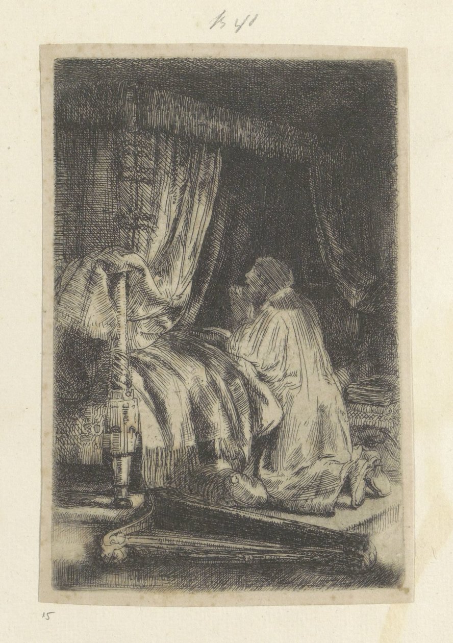 David in gebed door Rembrandt van Rijn