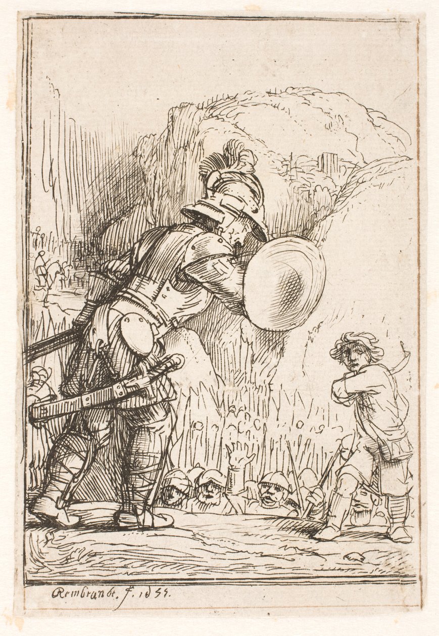 David en Goliath door Rembrandt van Rijn