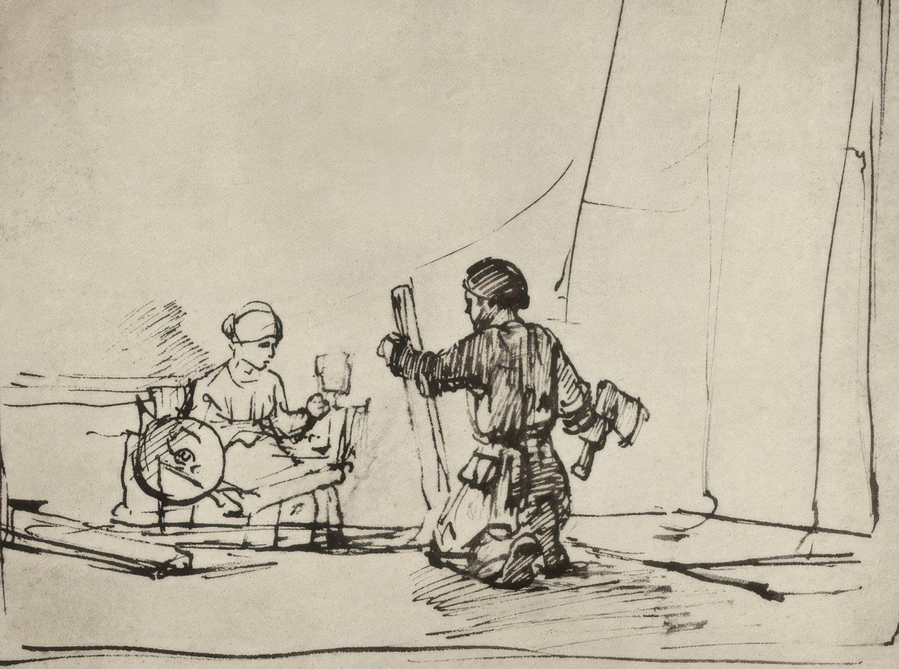 De Heilige Familie in de werkplaats door Rembrandt van Rijn