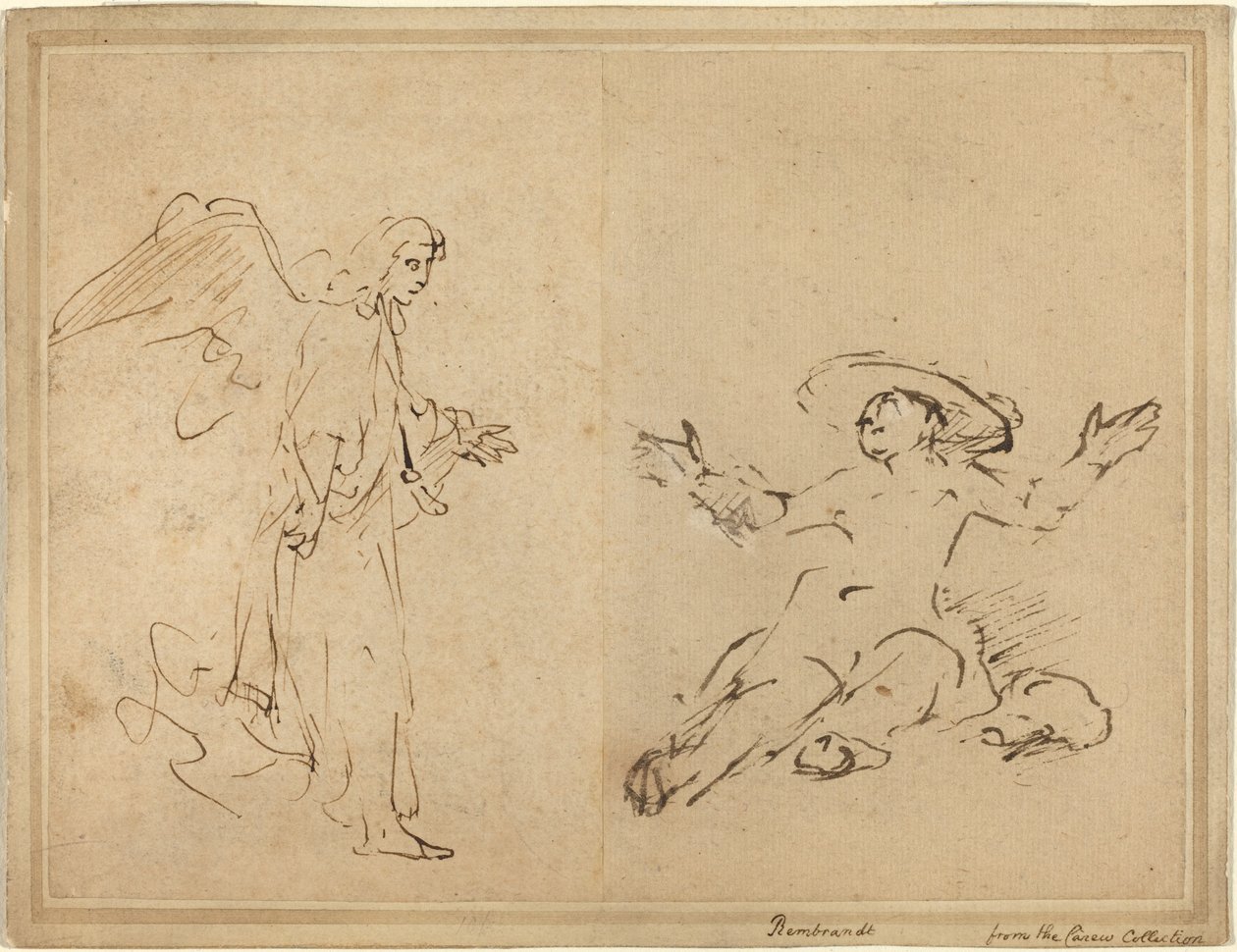 Hagar zittend bij de fontein door Rembrandt van Rijn