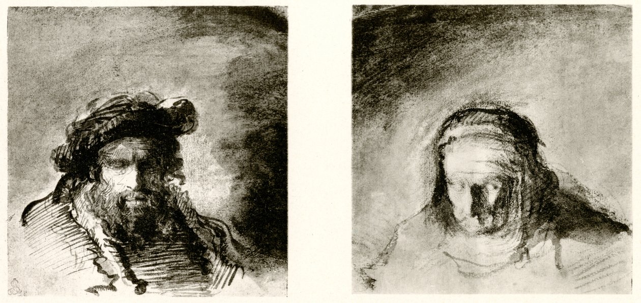 Hoofdstudies door Rembrandt van Rijn