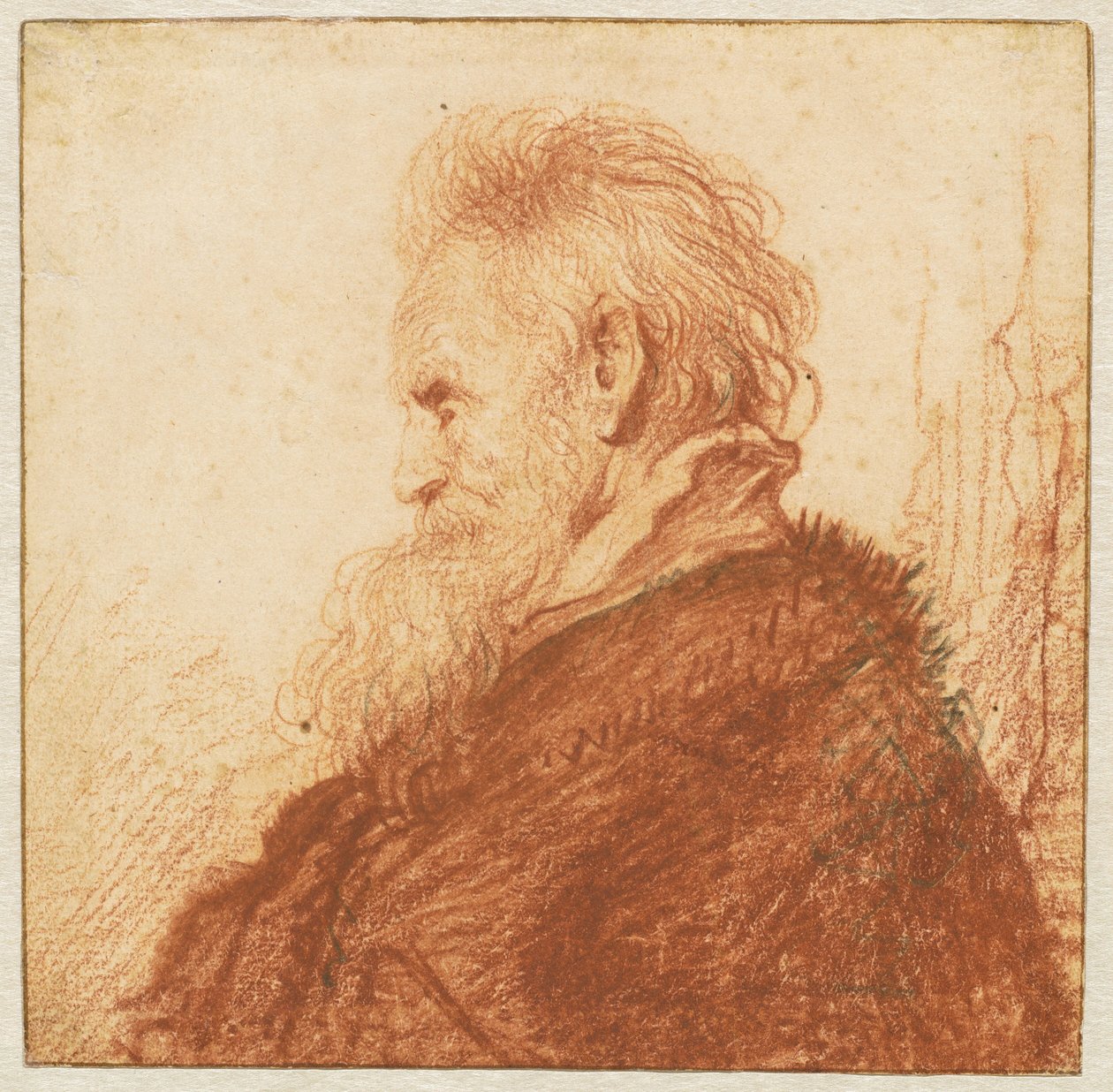 Hoofd van een Oude Man (recto) door Rembrandt van Rijn
