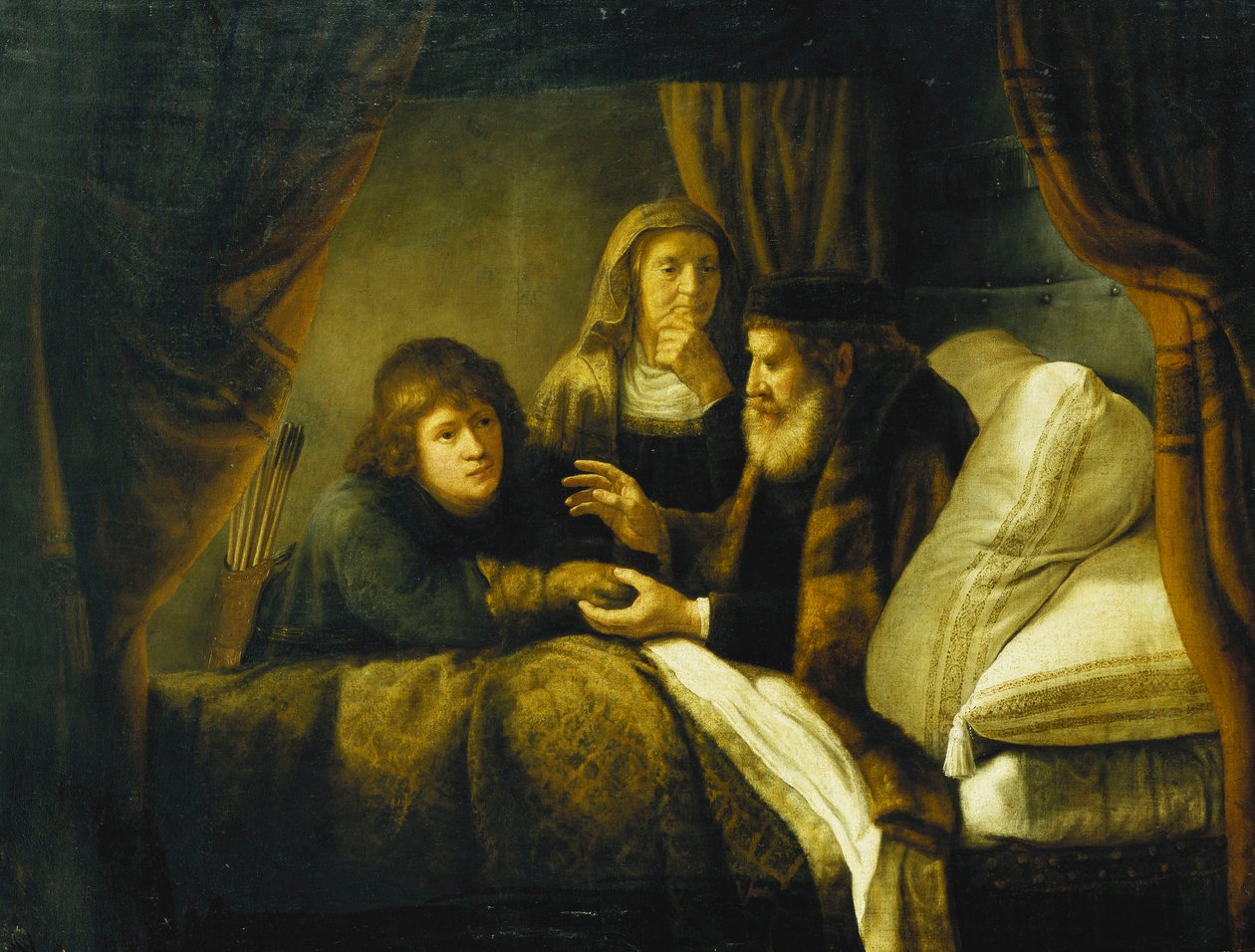 Isaak Zegent Jakob, ca. 1640 door Rembrandt van Rijn