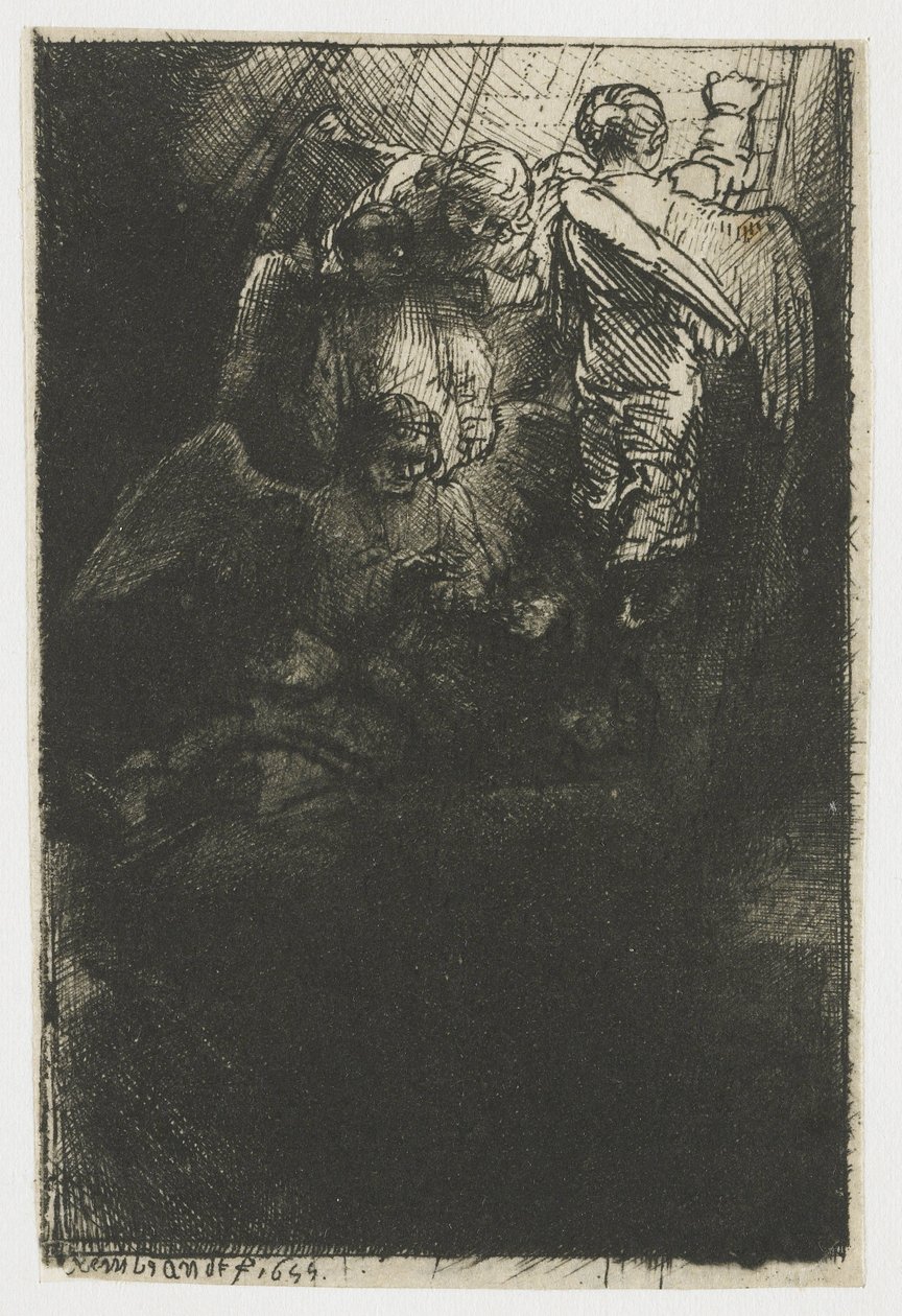 Jacobs ladder door Rembrandt van Rijn