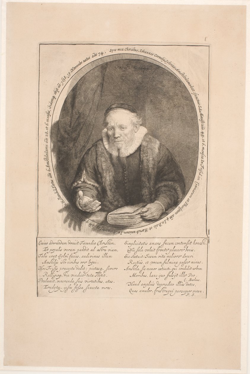 Jan Cornelis Sylvius, predikant: postuum portret door Rembrandt van Rijn